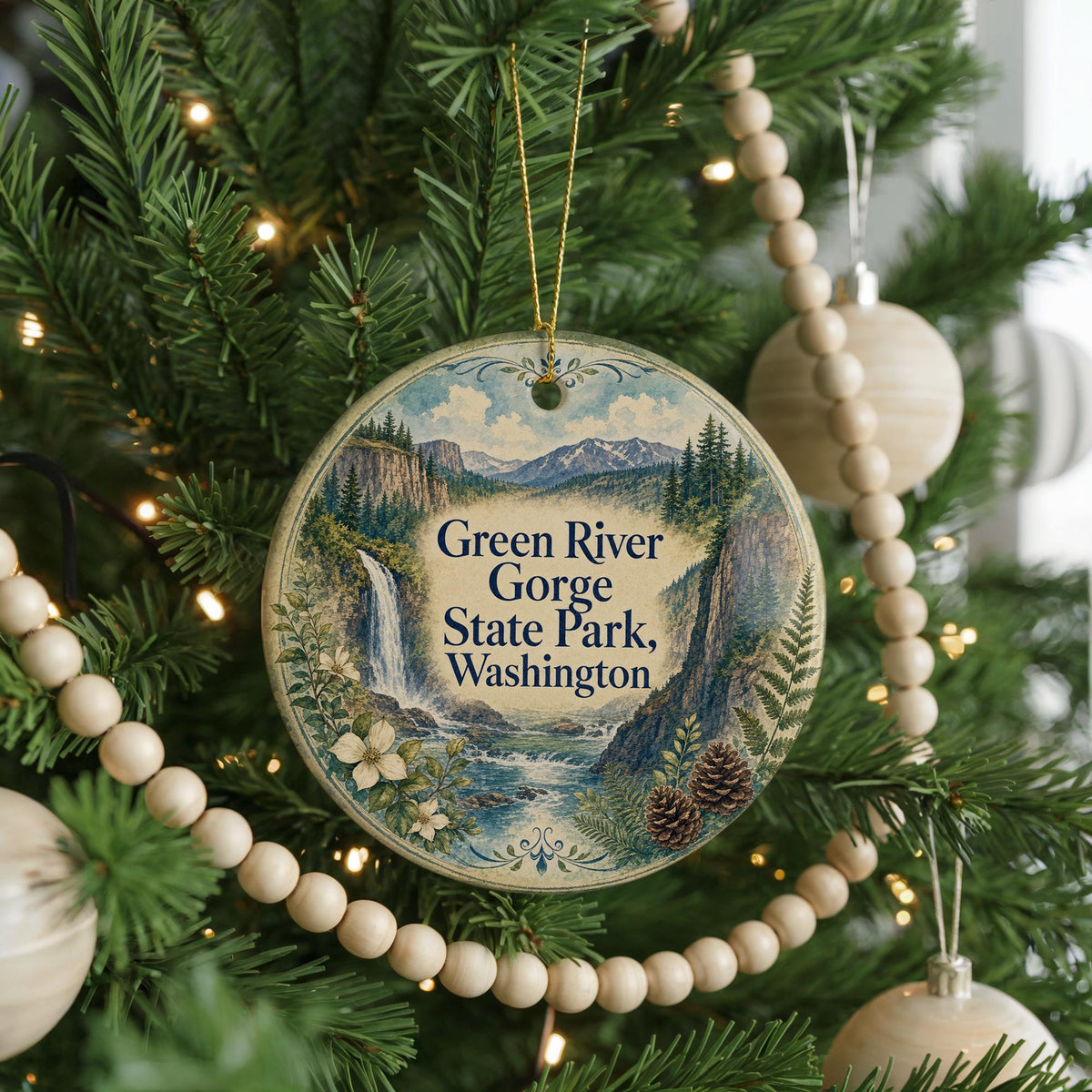 Green River Gorge State Park Washington Watercolor Ceramic Ornament, Scenic Park Souvenir Keepsake Gift — photo 6