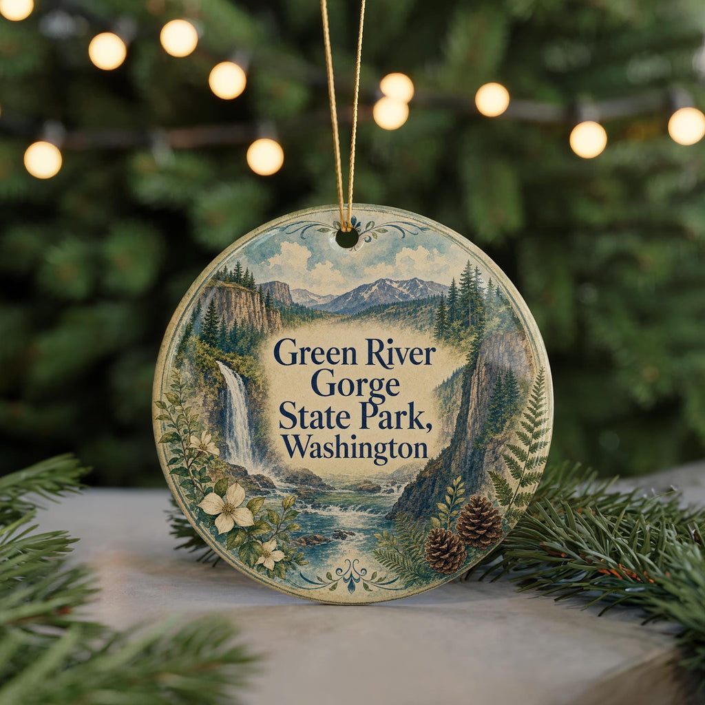 Green River Gorge State Park Washington Watercolor Ceramic Ornament, Scenic Park Souvenir Keepsake Gift — photo 7