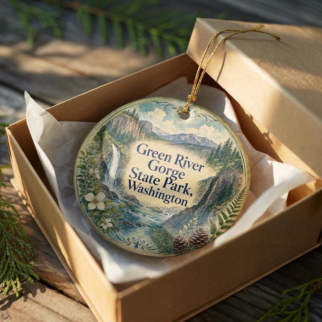 Green River Gorge State Park Washington Watercolor Ceramic Ornament, Scenic Park Souvenir Keepsake Gift — photo 8