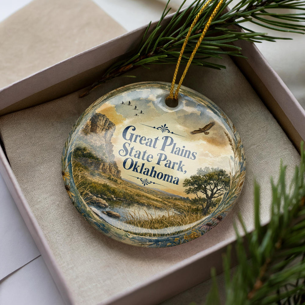 Watercolor Great Plains State Park Oklahoma Ceramic Ornament, State Park Souvenir, Travel Keepsake, Oklahoma Gift — photo 2