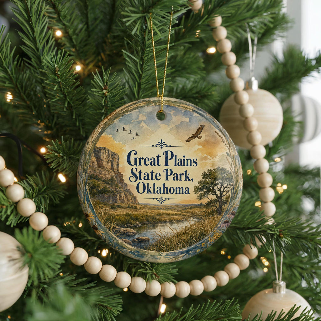 Watercolor Great Plains State Park Oklahoma Ceramic Ornament, State Park Souvenir, Travel Keepsake, Oklahoma Gift — photo 6