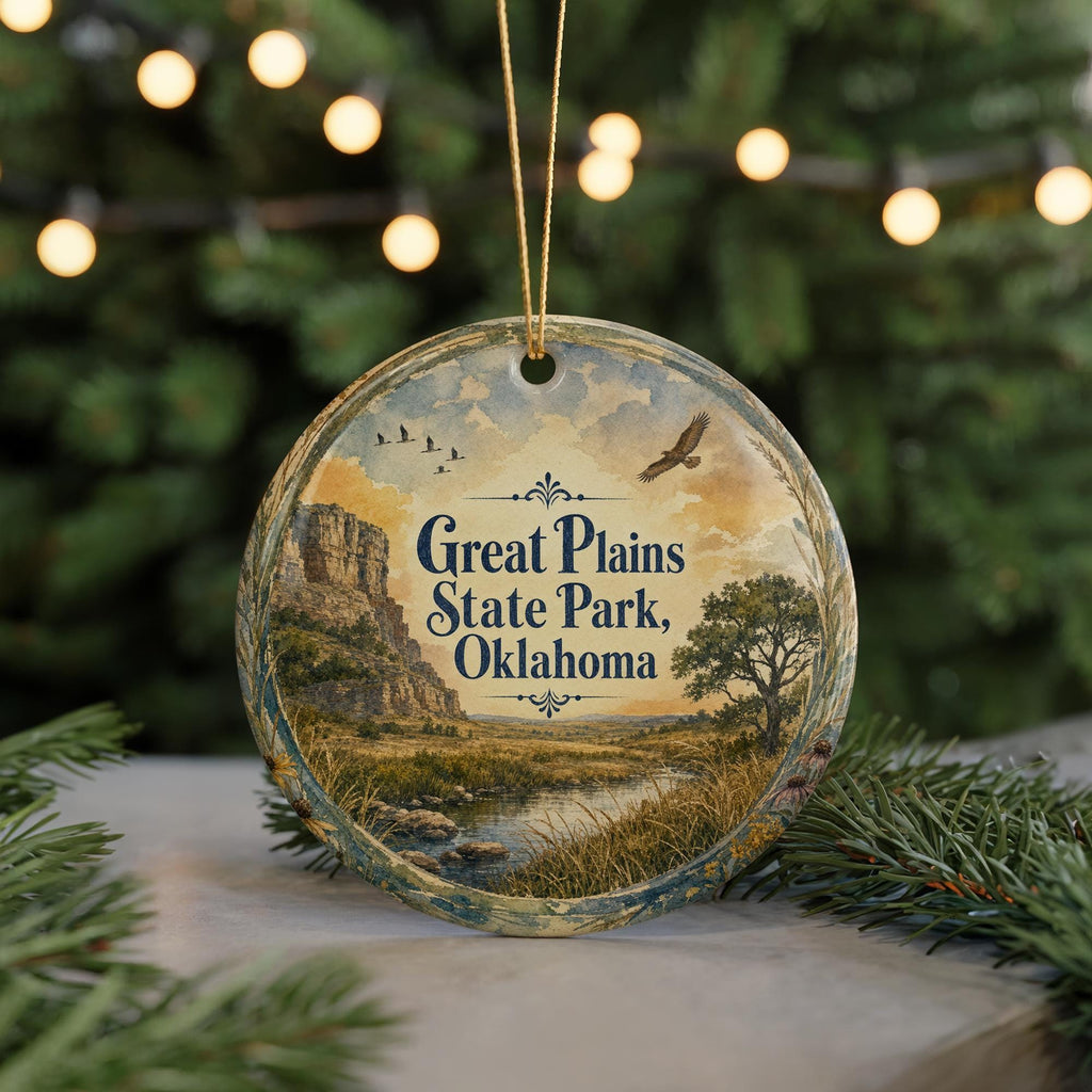 Watercolor Great Plains State Park Oklahoma Ceramic Ornament, State Park Souvenir, Travel Keepsake, Oklahoma Gift — photo 7