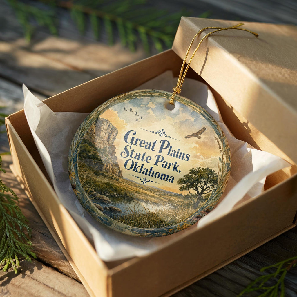 Watercolor Great Plains State Park Oklahoma Ceramic Ornament, State Park Souvenir, Travel Keepsake, Oklahoma Gift — photo 8
