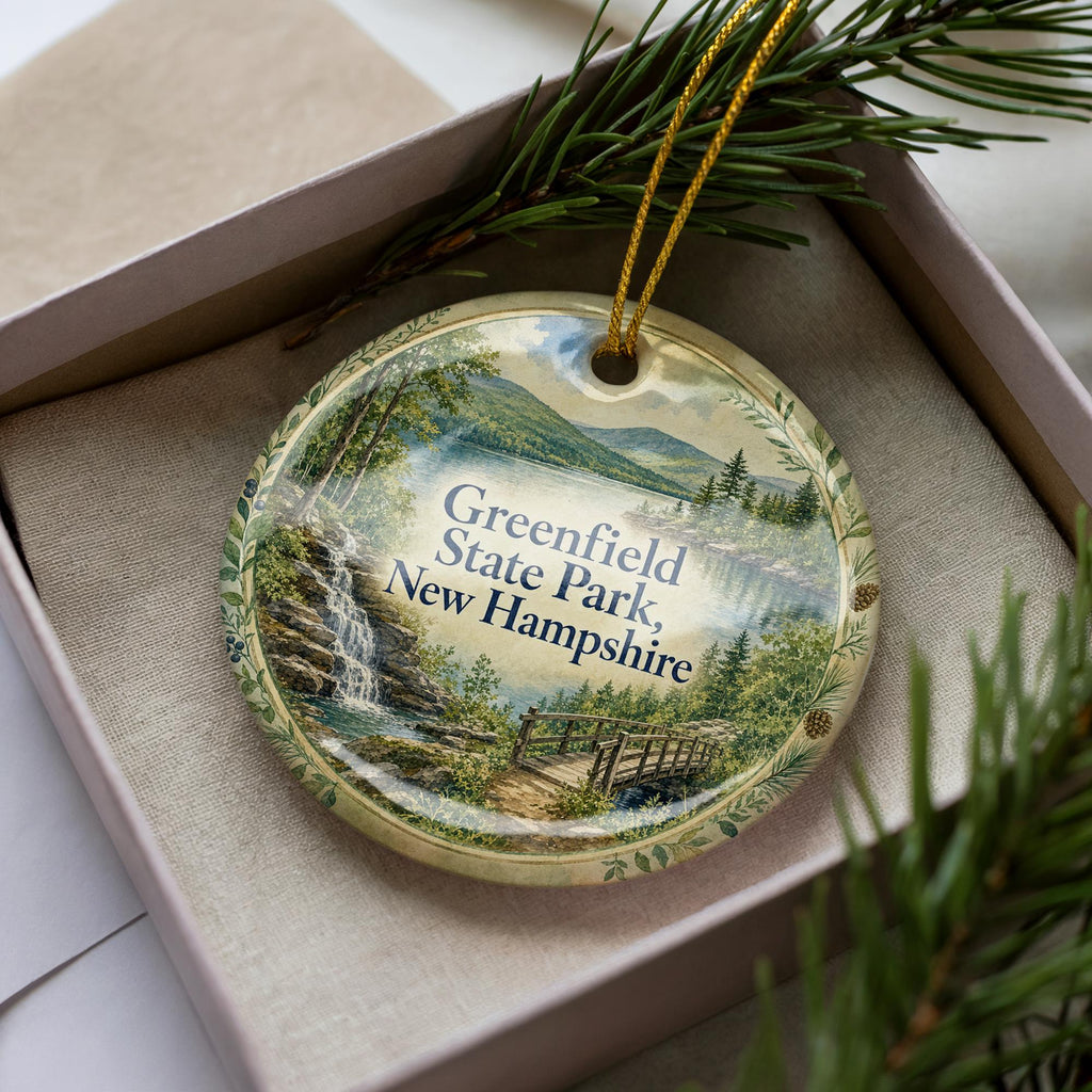 Greenfield State Park New Hampshire Watercolor Ceramic Ornament, State Park Souvenir, Hiking Camping Travel Keepsake Gift — photo 3