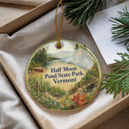 Half Moon Pond State Park Vermont Watercolor Ceramic Ornament, Vermont State Park Souvenir, Half Moon Pond Keepsake Gift — photo 4