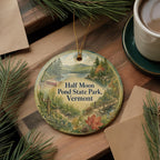 Half Moon Pond State Park Vermont Watercolor Ceramic Ornament, Vermont State Park Souvenir, Half Moon Pond Keepsake Gift — photo 5