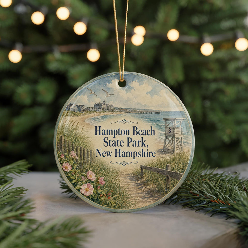 Hampton Beach State Park New Hampshire Watercolor Ceramic Ornament, Coastal Beach Souvenir, NH Travel Keepsake Gift — photo 7