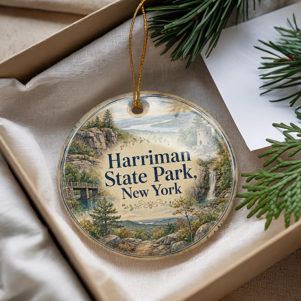 Harriman State Park New York Watercolor Ceramic Ornament, Hudson Valley Nature Souvenir, Hiking Trail Keepsake Gift — photo 4