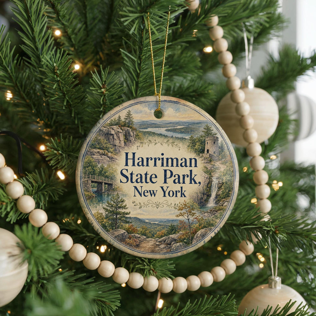Harriman State Park New York Watercolor Ceramic Ornament, Hudson Valley Nature Souvenir, Hiking Trail Keepsake Gift — photo 6