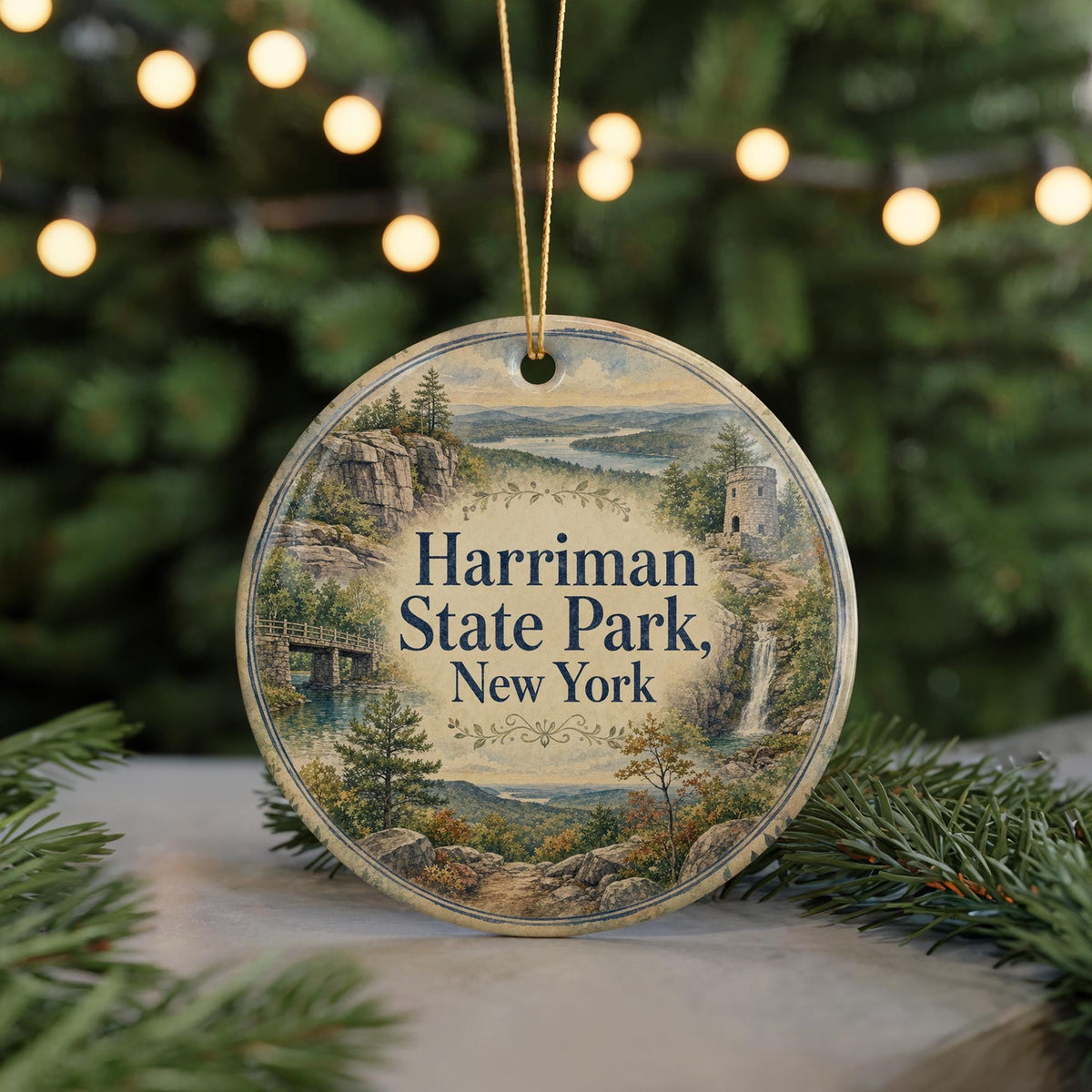 Harriman State Park New York Watercolor Ceramic Ornament, Hudson Valley Nature Souvenir, Hiking Trail Keepsake Gift — photo 7