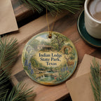 Indian Lodge Davis Mountains State Park Texas Watercolor Ceramic Ornament, Fort Davis TX Travel Souvenir, State Park Keepsake Decor — photo 5