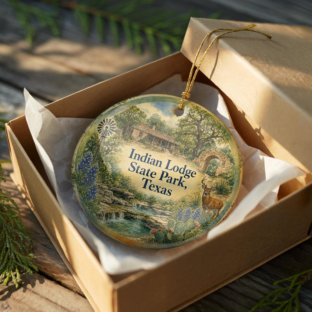 Indian Lodge Davis Mountains State Park Texas Watercolor Ceramic Ornament, Fort Davis TX Travel Souvenir, State Park Keepsake Decor — photo 8