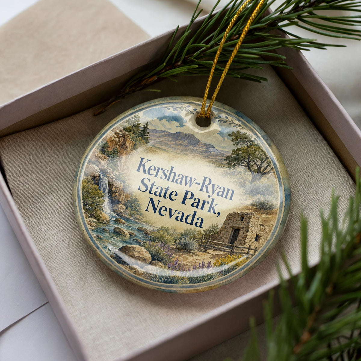 Kershaw Ryan State Park Nevada Watercolor Ceramic Ornament, State Park Souvenir, Nevada Travel Keepsake Gift — photo 2