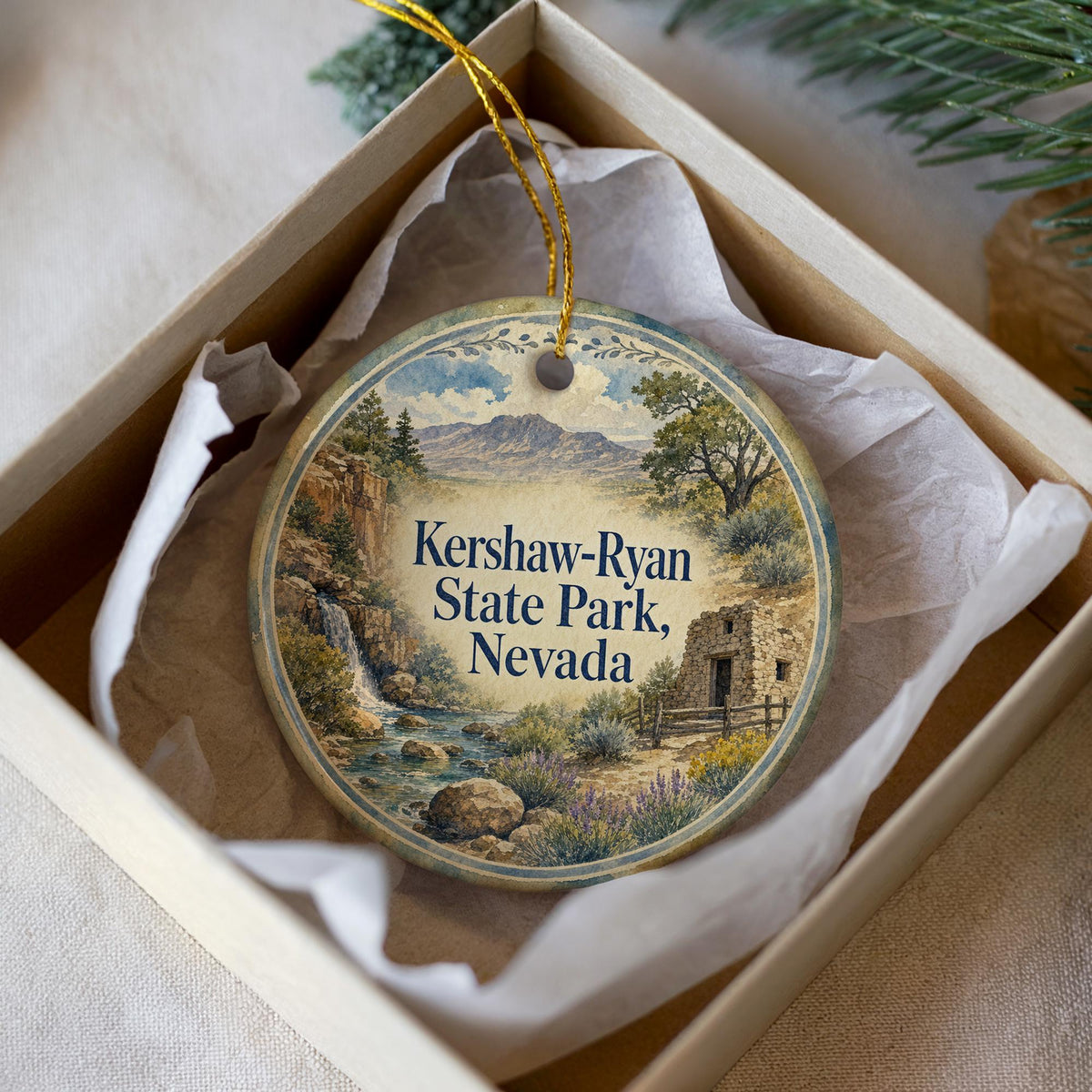 Kershaw Ryan State Park Nevada Watercolor Ceramic Ornament, State Park Souvenir, Nevada Travel Keepsake Gift — photo 3