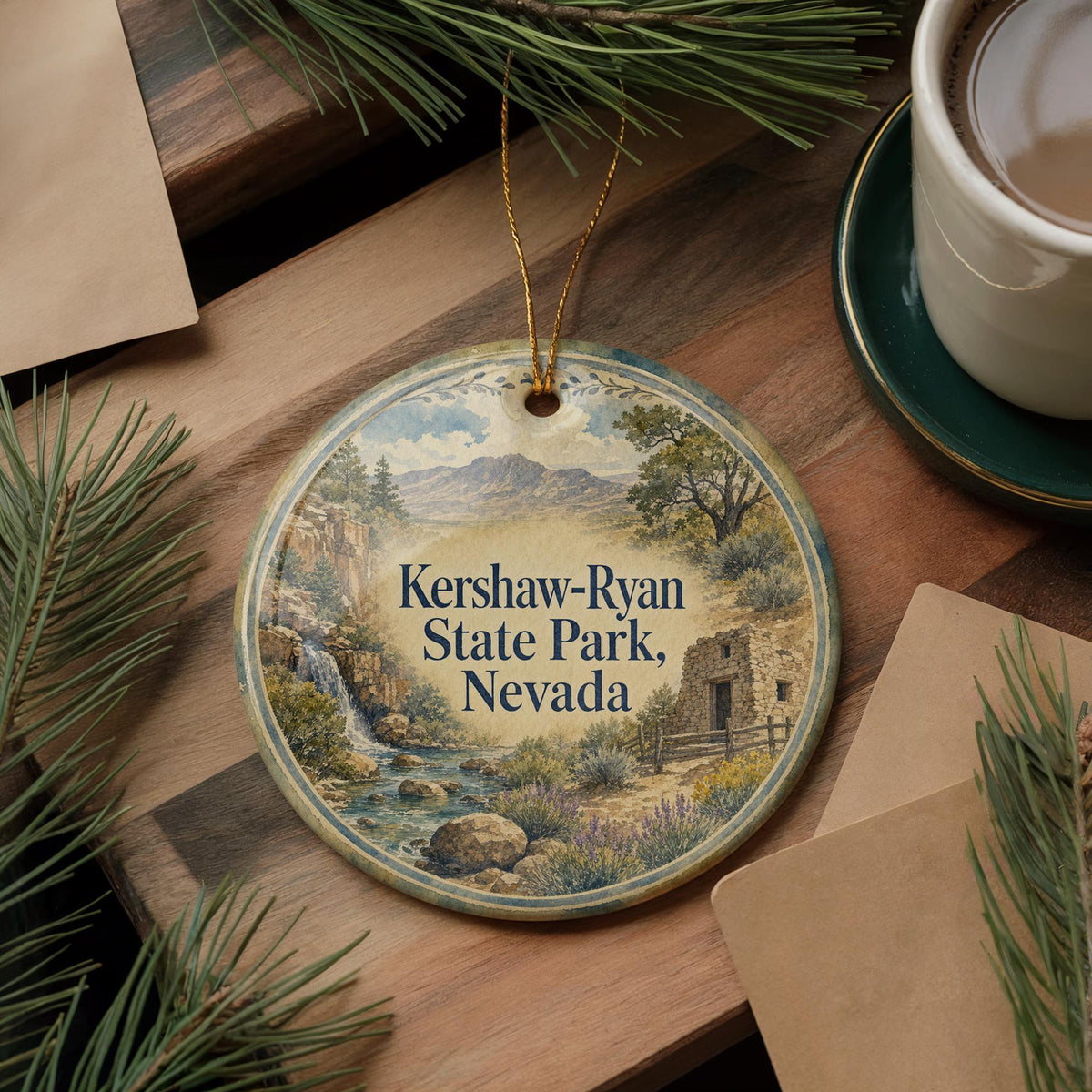 Kershaw Ryan State Park Nevada Watercolor Ceramic Ornament, State Park Souvenir, Nevada Travel Keepsake Gift — photo 5