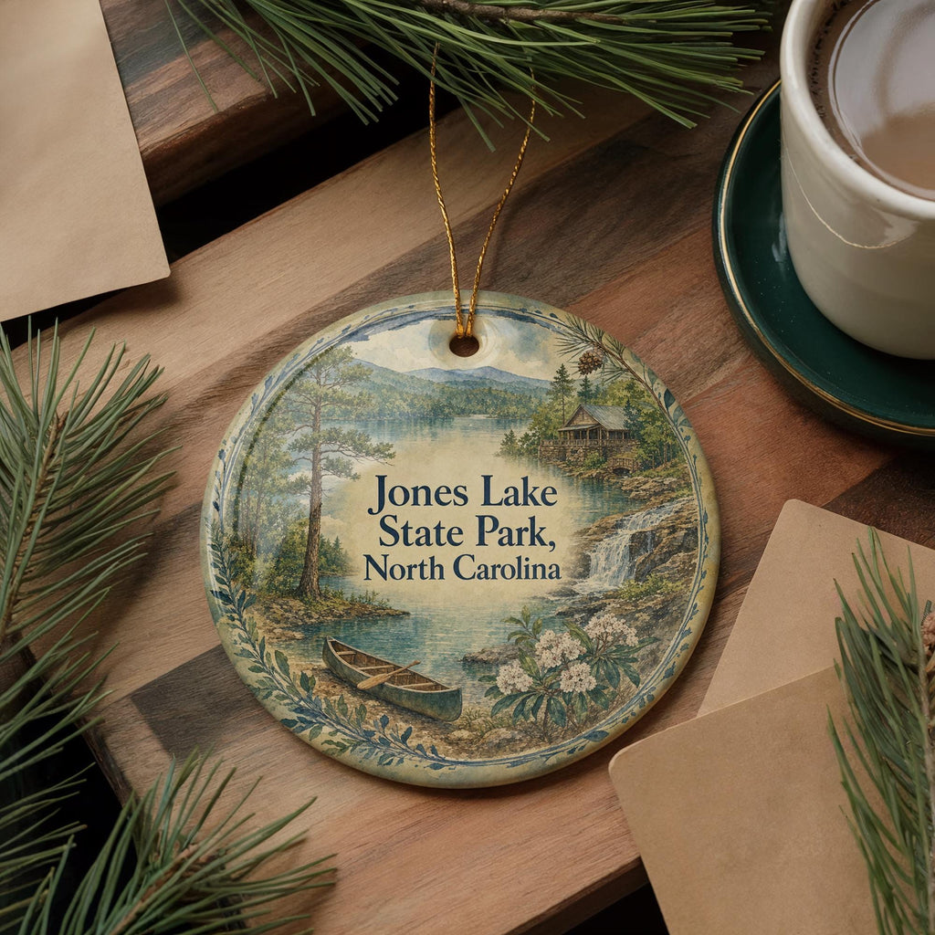Jones Lake State Park North Carolina Watercolor Ceramic Ornament, NC State Park Souvenir, Travel Keepsake Gift — photo 5