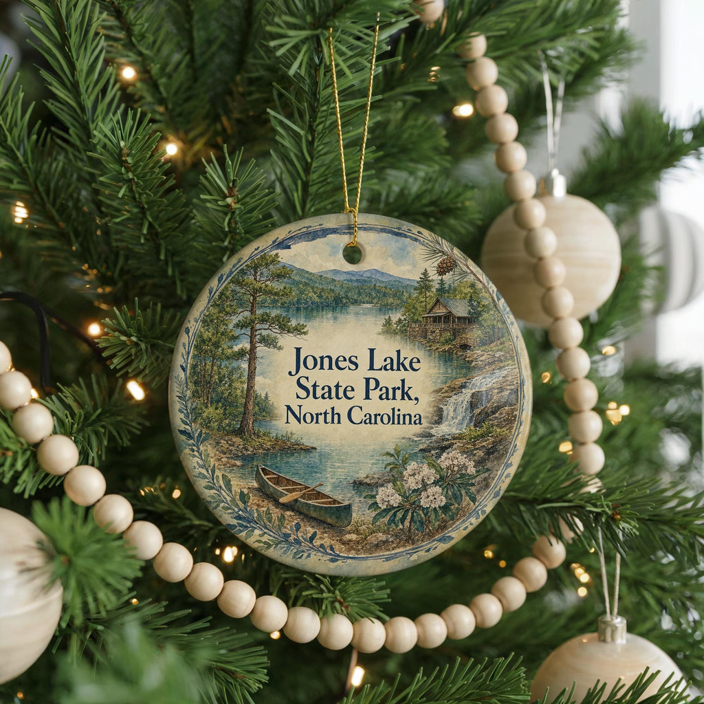 Jones Lake State Park North Carolina Watercolor Ceramic Ornament, NC State Park Souvenir, Travel Keepsake Gift — photo 6