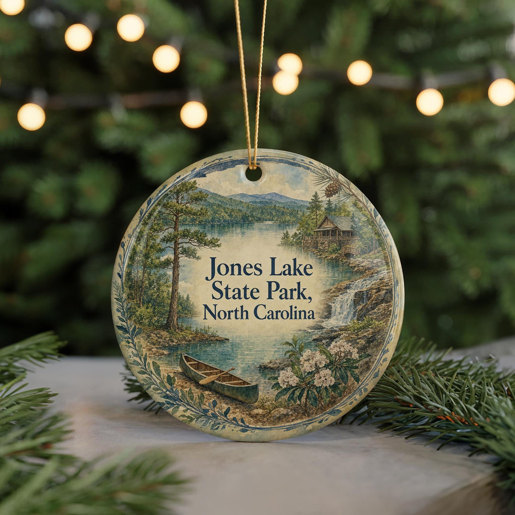 Jones Lake State Park North Carolina Watercolor Ceramic Ornament, NC State Park Souvenir, Travel Keepsake Gift — photo 7