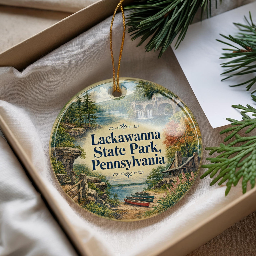 Lackawanna State Park Pennsylvania Watercolor Ceramic Ornament, Lake and Forest Scenic Souvenir Keepsake Gift — photo 4