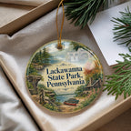 Lackawanna State Park Pennsylvania Watercolor Ceramic Ornament, Lake and Forest Scenic Souvenir Keepsake Gift — photo 4