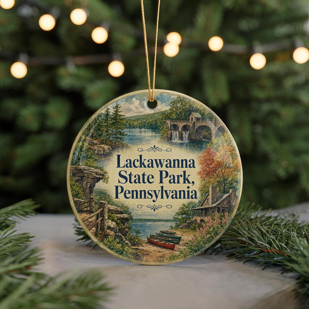 Lackawanna State Park Pennsylvania Watercolor Ceramic Ornament, Lake and Forest Scenic Souvenir Keepsake Gift — photo 7