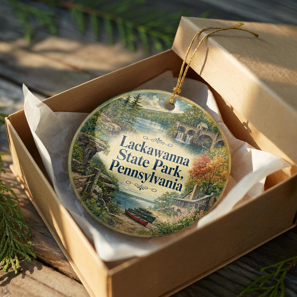 Lackawanna State Park Pennsylvania Watercolor Ceramic Ornament, Lake and Forest Scenic Souvenir Keepsake Gift — photo 8