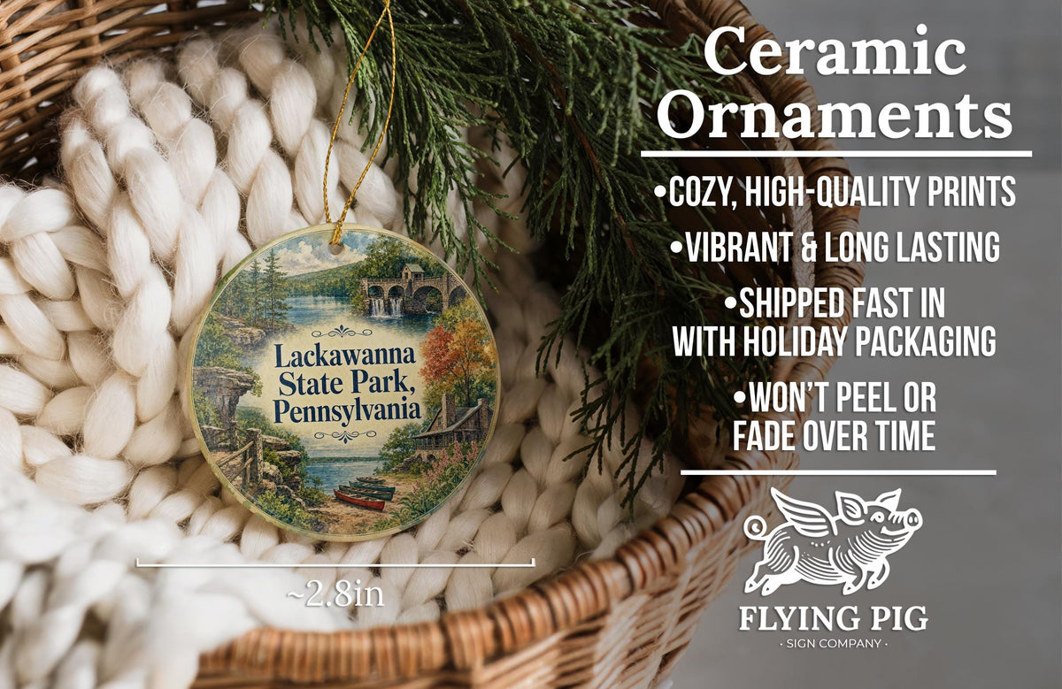 Lackawanna State Park Pennsylvania Watercolor Ceramic Ornament, Lake and Forest Scenic Souvenir Keepsake Gift — photo 9