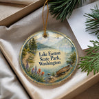 Lake Easton State Park Washington Ceramic Ornament, Watercolor Park Souvenir, Scenic Lake & Forest Vacation Keepsake Decoration — photo 4
