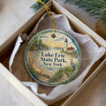 Lake Erie State Park New York Watercolor Ceramic Ornament, Lake Erie Shoreline Souvenir, Chautauqua County NY Gift — photo 1