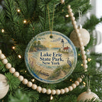 Lake Erie State Park New York Watercolor Ceramic Ornament, Lake Erie Shoreline Souvenir, Chautauqua County NY Gift — photo 6