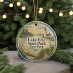 Lake Erie State Park New York Watercolor Ceramic Ornament, Lake Erie Shoreline Souvenir, Chautauqua County NY Gift — photo 7