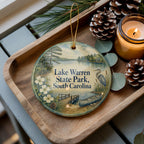 Lake Warren State Park South Carolina Watercolor Ceramic Ornament, Lake Scene Souvenir, Nature Travel Keepsake Decoration — photo 2