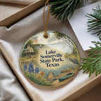 Lake Somerville State Park Texas Watercolor Ceramic Ornament, Texas State Park Souvenir, Camping Lake Nature Keepsake Gift — photo 4