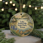 Lake Somerville State Park Texas Watercolor Ceramic Ornament, Texas State Park Souvenir, Camping Lake Nature Keepsake Gift — photo 7