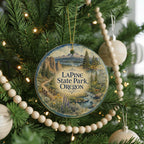 LaPine State Park Oregon Watercolor Ceramic Ornament, Central Oregon Nature Souvenir, Pine Forest River Outdoor Adventure Keepsake — photo 6
