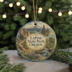 LaPine State Park Oregon Watercolor Ceramic Ornament, Central Oregon Nature Souvenir, Pine Forest River Outdoor Adventure Keepsake — photo 7