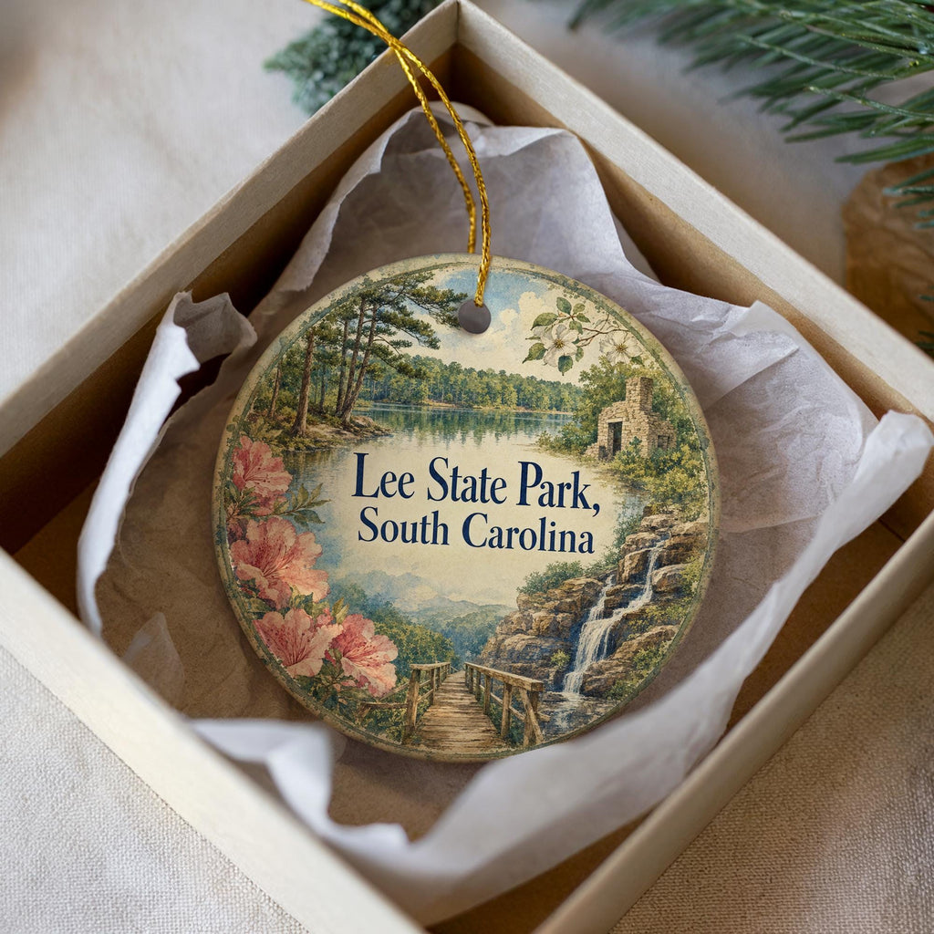 Lee State Park South Carolina Watercolor Ceramic Ornament, Scenic State Park Souvenir, Nature Travel Keepsake Gift — photo 1