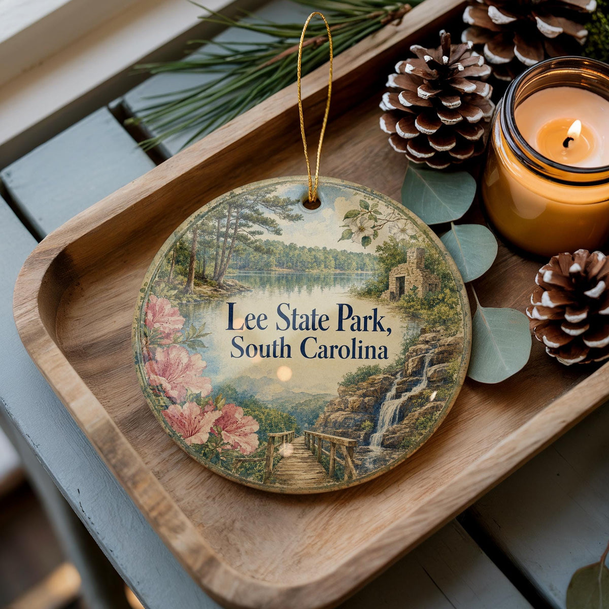 Lee State Park South Carolina Watercolor Ceramic Ornament, Scenic State Park Souvenir, Nature Travel Keepsake Gift — photo 3