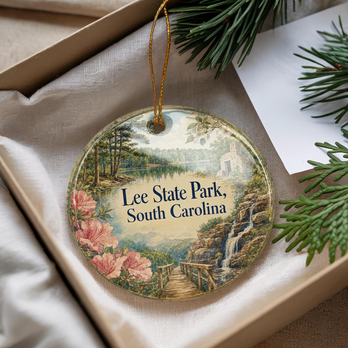 Lee State Park South Carolina Watercolor Ceramic Ornament, Scenic State Park Souvenir, Nature Travel Keepsake Gift — photo 4