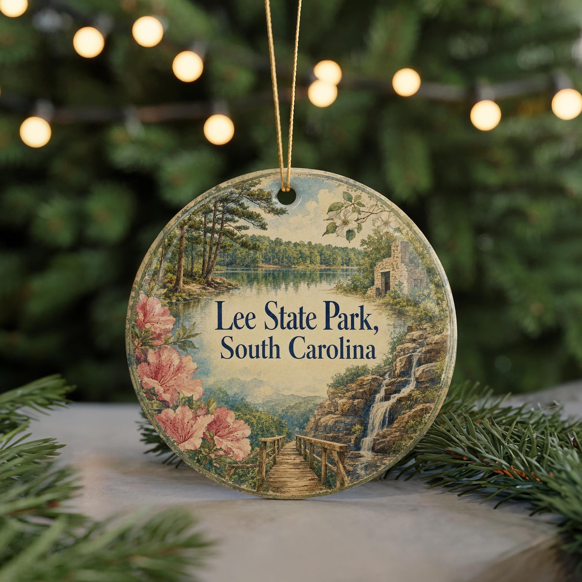 Lee State Park South Carolina Watercolor Ceramic Ornament, Scenic State Park Souvenir, Nature Travel Keepsake Gift — photo 7