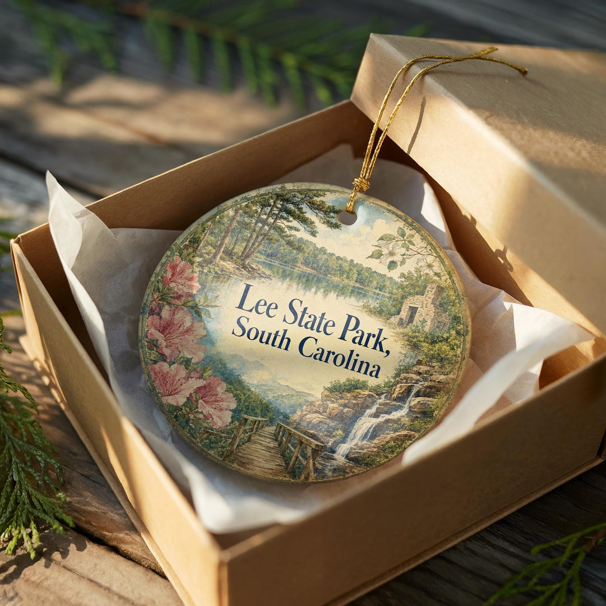 Lee State Park South Carolina Watercolor Ceramic Ornament, Scenic State Park Souvenir, Nature Travel Keepsake Gift — photo 8