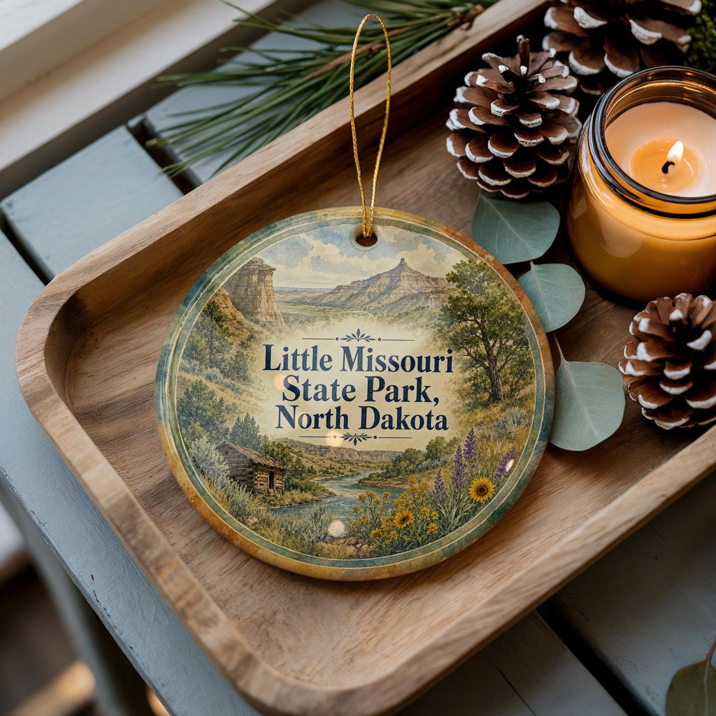 Watercolor Little Missouri State Park North Dakota Ceramic Ornament, North Dakota State Park Souvenir, Travel Keepsake Gift — photo 2