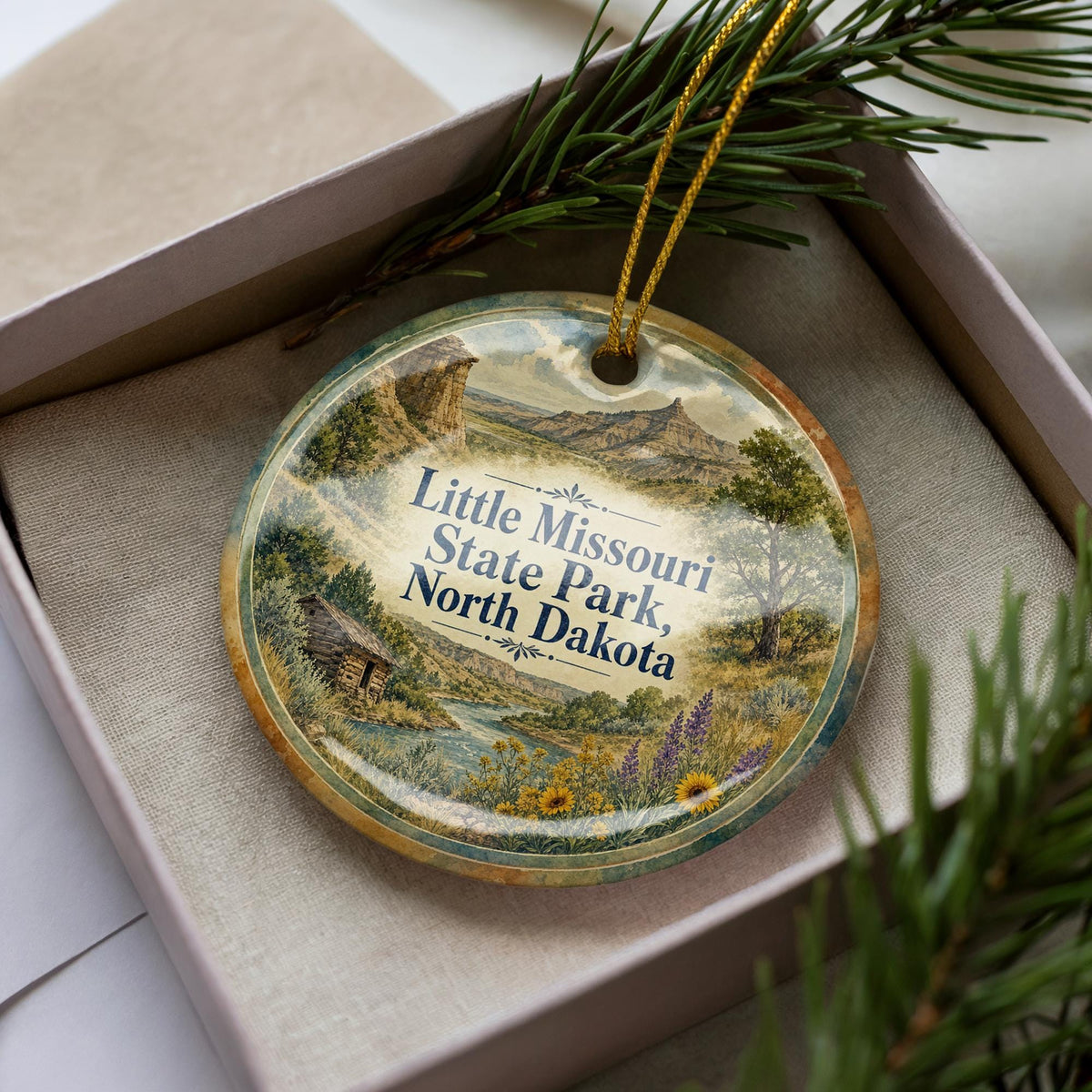 Watercolor Little Missouri State Park North Dakota Ceramic Ornament, North Dakota State Park Souvenir, Travel Keepsake Gift — photo 3
