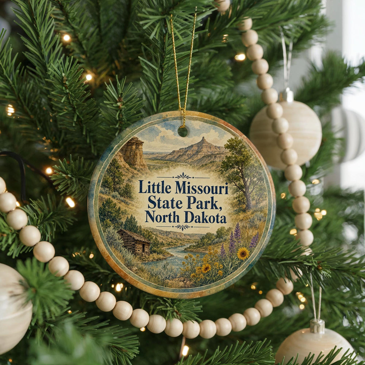 Watercolor Little Missouri State Park North Dakota Ceramic Ornament, North Dakota State Park Souvenir, Travel Keepsake Gift — photo 6