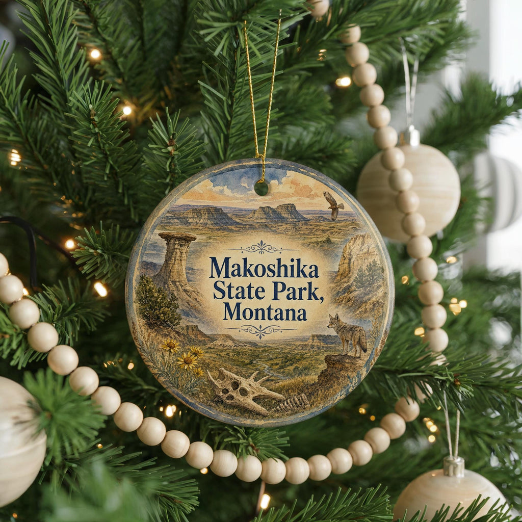 Makoshika State Park Montana Watercolor Ceramic Ornament, Glendive MT Badlands Park Souvenir Gift, Travel Keepsake Decoration — photo 6
