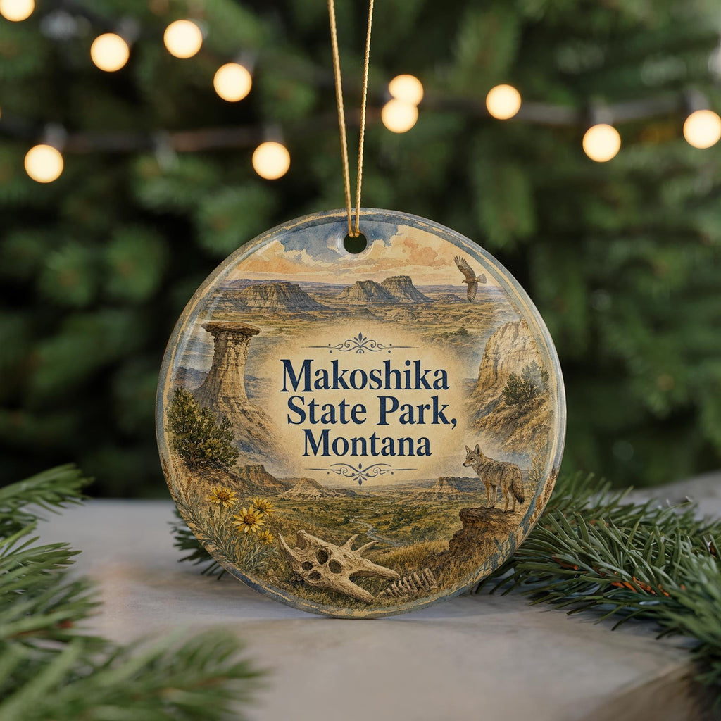 Makoshika State Park Montana Watercolor Ceramic Ornament, Glendive MT Badlands Park Souvenir Gift, Travel Keepsake Decoration — photo 7