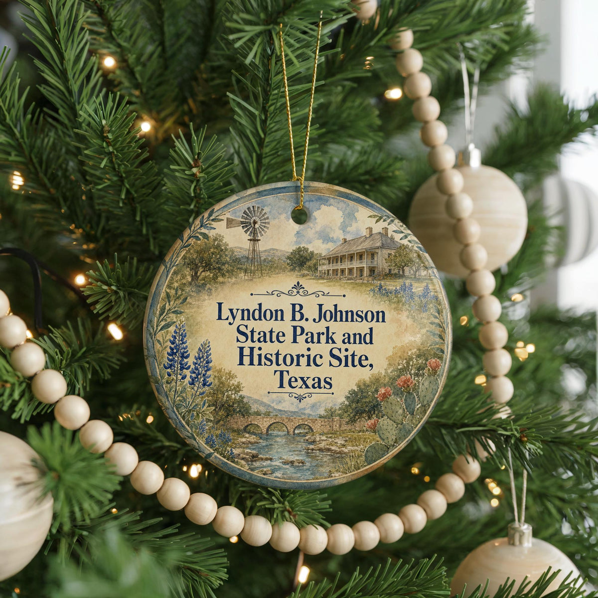 Watercolor Lyndon B. Johnson State Park and Historic Site Texas Ceramic Ornament, LBJ Ranch Texas Souvenir Gift — photo 6