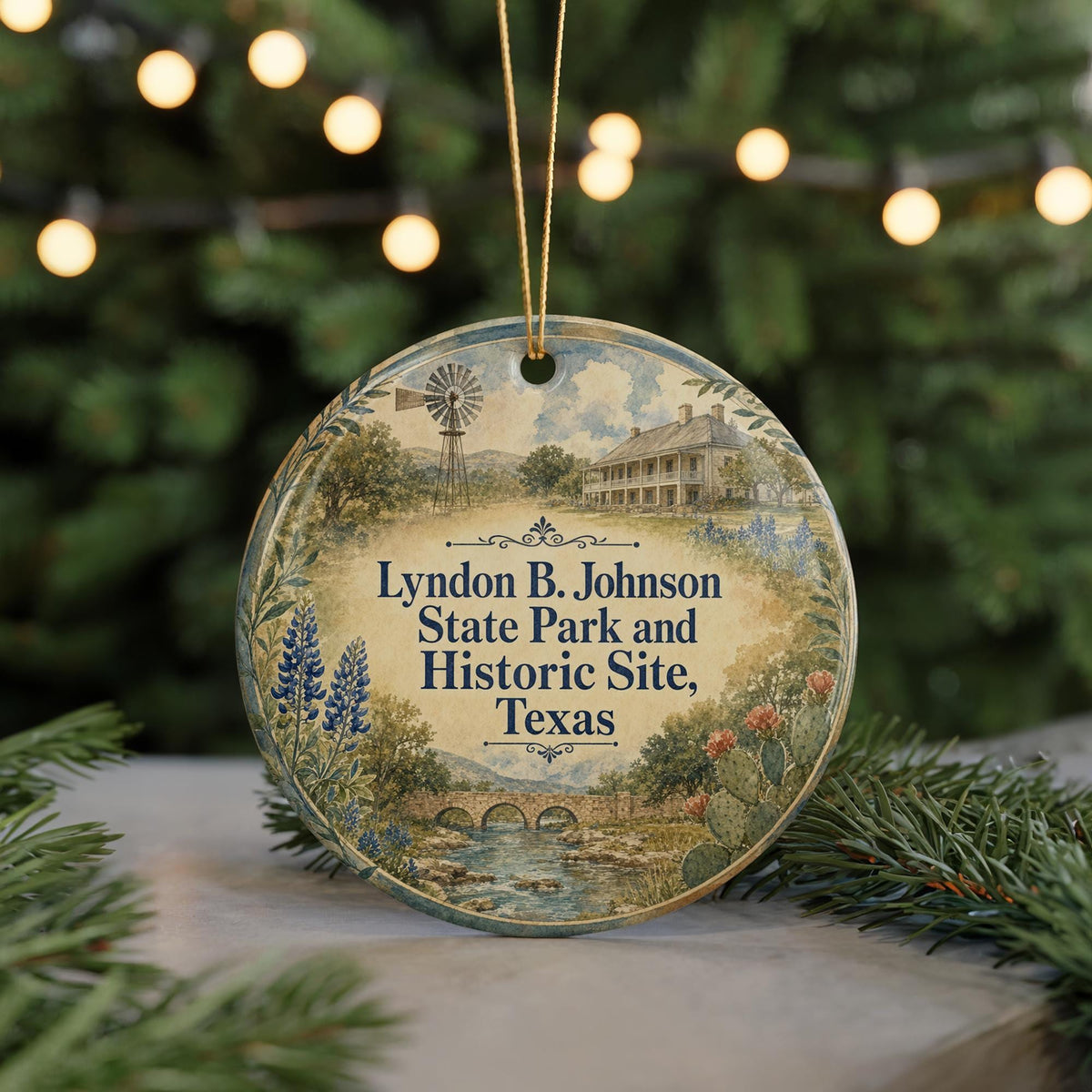 Watercolor Lyndon B. Johnson State Park and Historic Site Texas Ceramic Ornament, LBJ Ranch Texas Souvenir Gift — photo 7