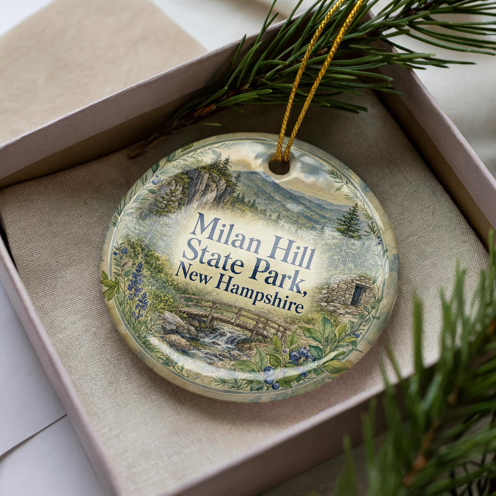Milan Hill State Park New Hampshire Watercolor Ceramic Ornament, White Mountains Scenic Souvenir Gift, NH Nature Keepsake — photo 3