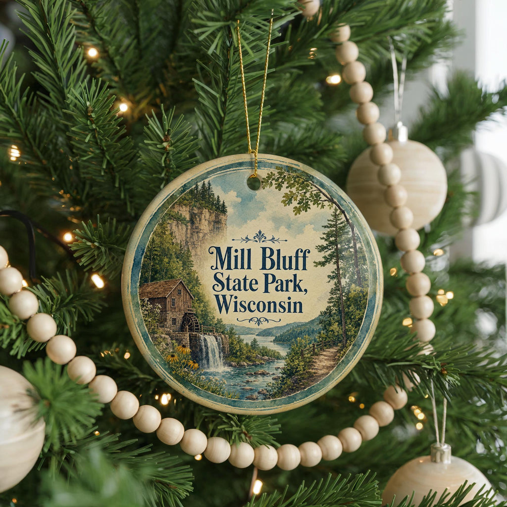Mill Bluff State Park Wisconsin Watercolor Ceramic Ornament, Wisconsin State Park Souvenir, Mill Bluff Scenic Landscape Keepsake Gift — photo 6